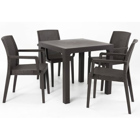 RAINBOW OUTDOOR Siena 5-Piece Dining Set-Brown RBO-SIENA-BRW-5DA